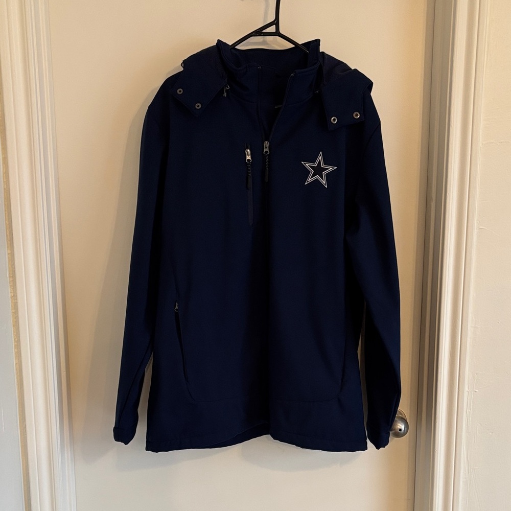 NFL Cowboys Navy Blue Hooded Jacket with Star Logo